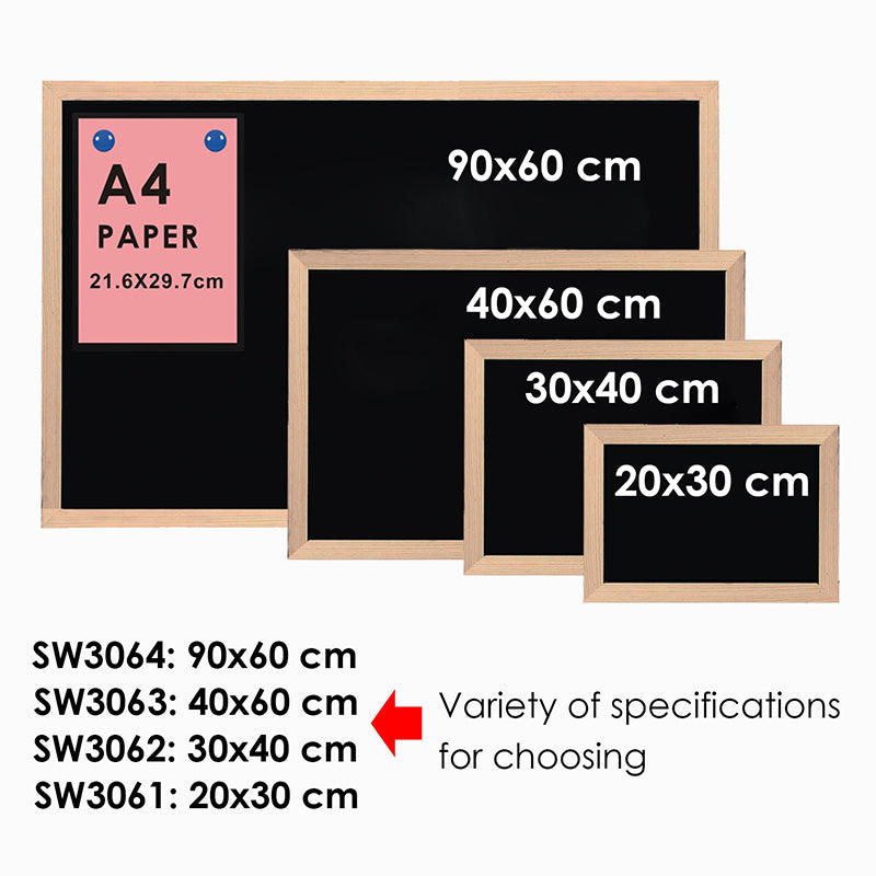 Wood Framed Magnetic Writing Black Board 30 x 40cm