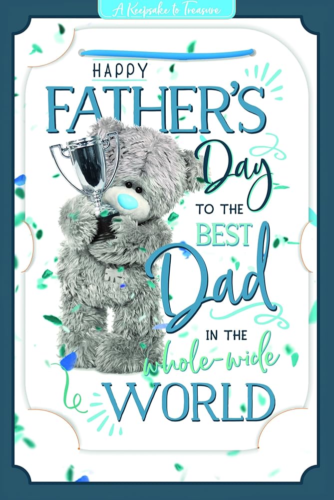Bear With Trophy Best Dad 3D Father's Day Card