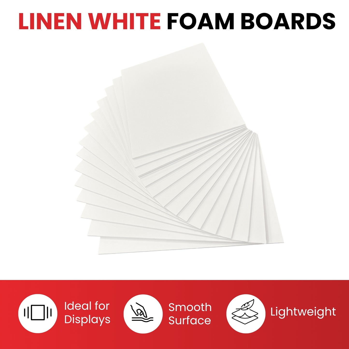 Pack of 5 A1 10mm Linen White Foam Boards – 594 x 841mm