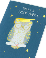 Graduation Congratulations Card Owl, You're a Wise One! Gold Foil Finish 