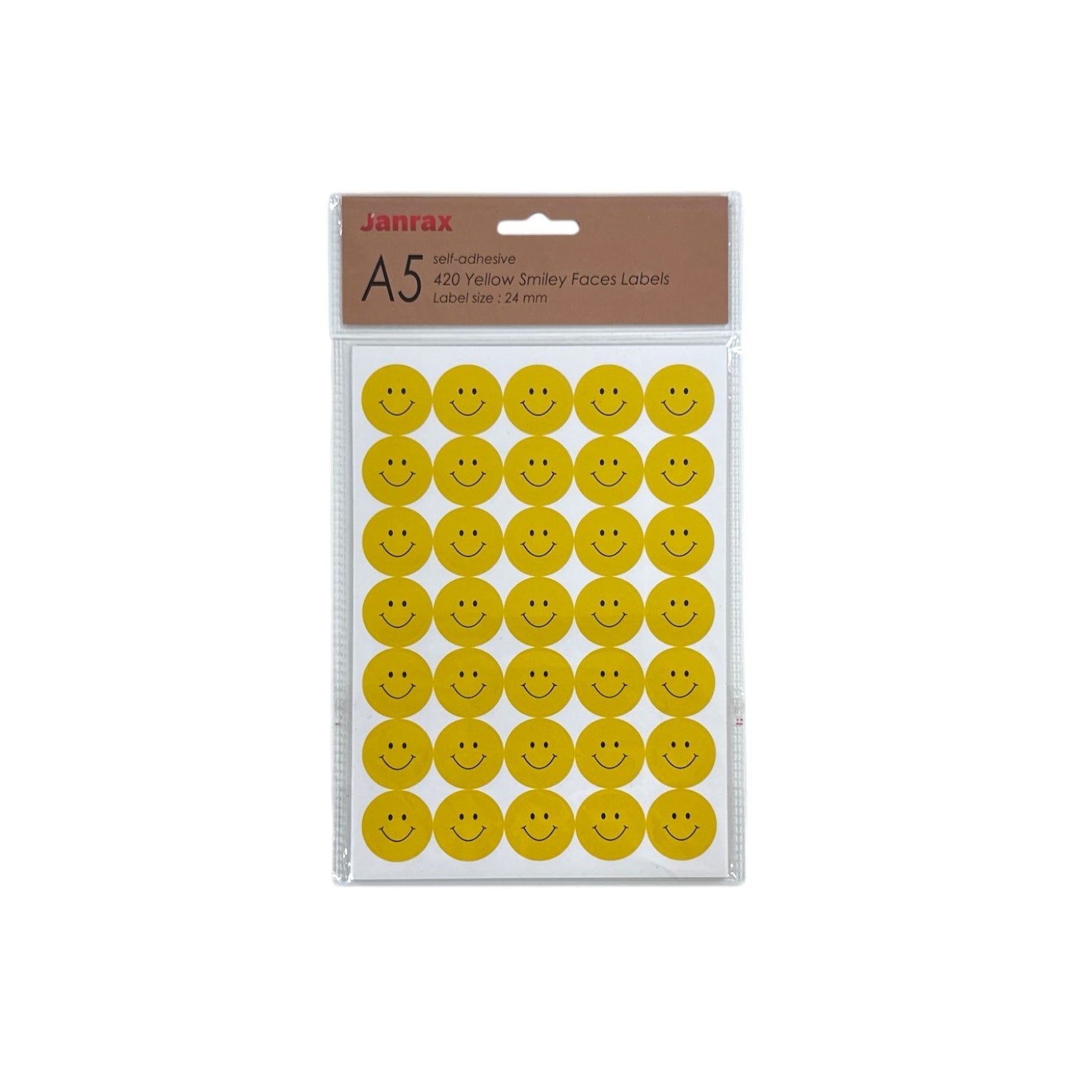Pack of 420 Yellow Smile Faces 24mm Self-Adhesive Labels