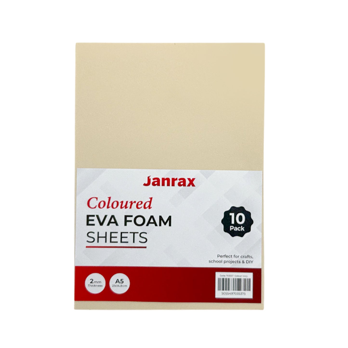 Pack of 10 A5 Ivory Coloured EVA Foam Sheets