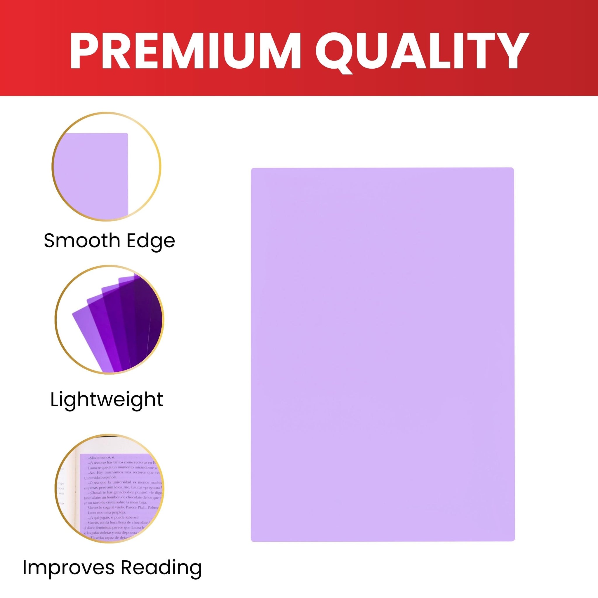 Pack of 8 A5 Plain Peach Dyslexia Overlay Reading Sheets – PET Material, Rounded Corners