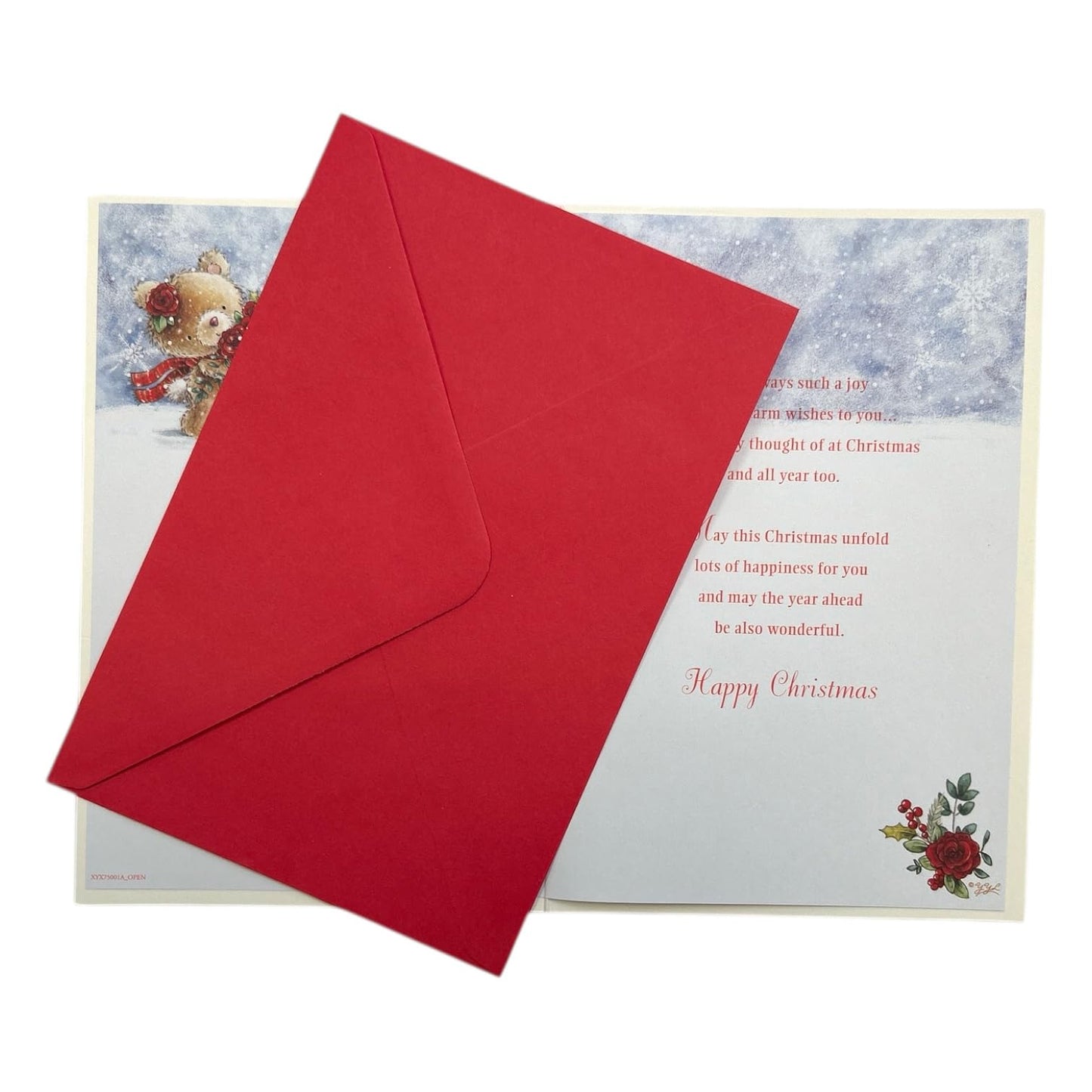 Teddy With Bunch of Flowers Design Daughter In Law Christmas Card