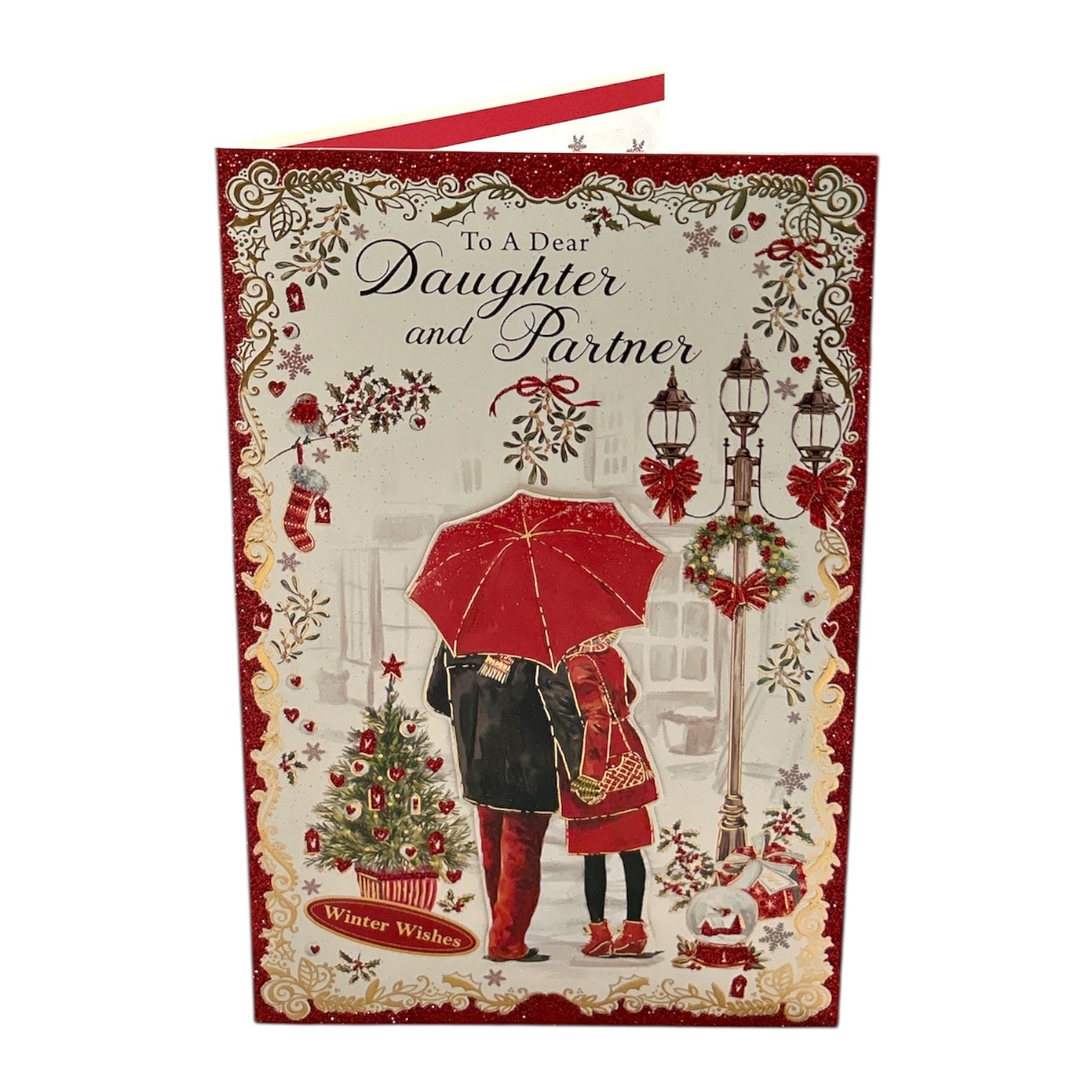 Winter Wishes To a Dear Daughter and Partner With Love Christmas Card