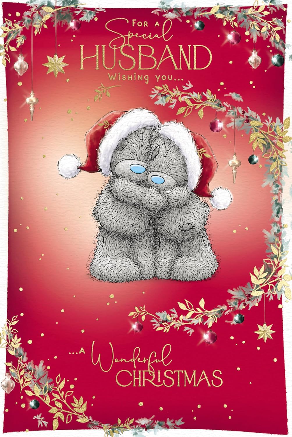 Bears Hugging Husband Christmas Card