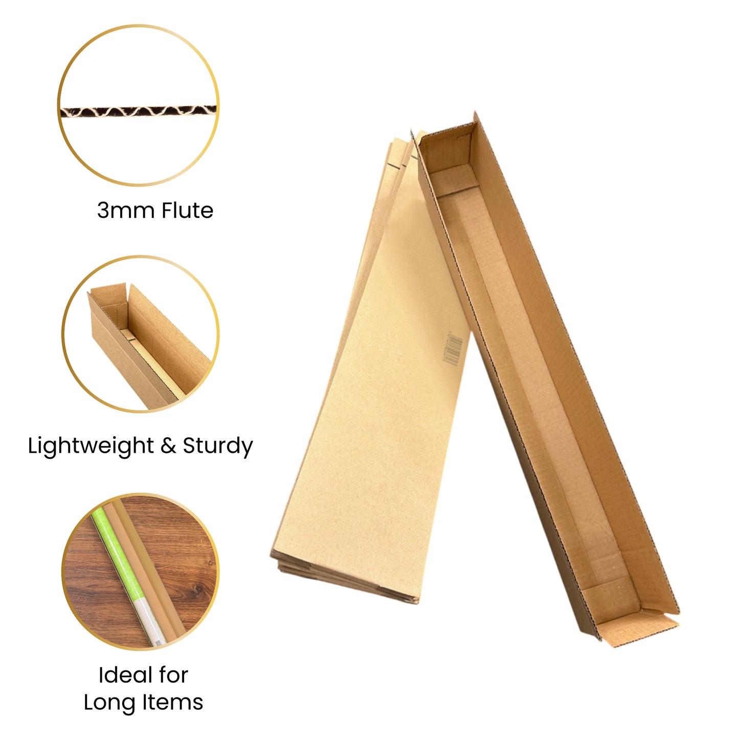 Cardboard Packing Box 8x7x63cm — 3mm Corrugated Flute {DNL}