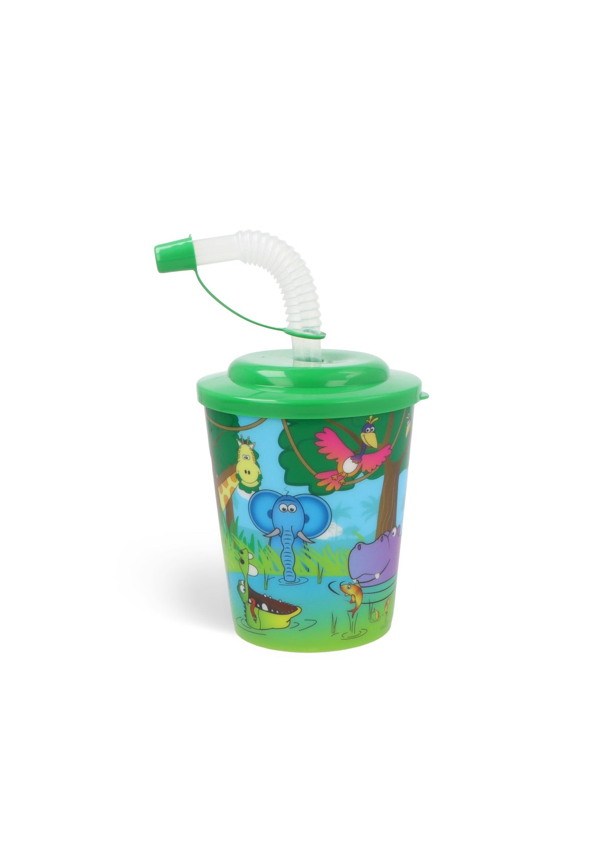 Single Jungle Animal Cup with Lid and Straw (300ml)