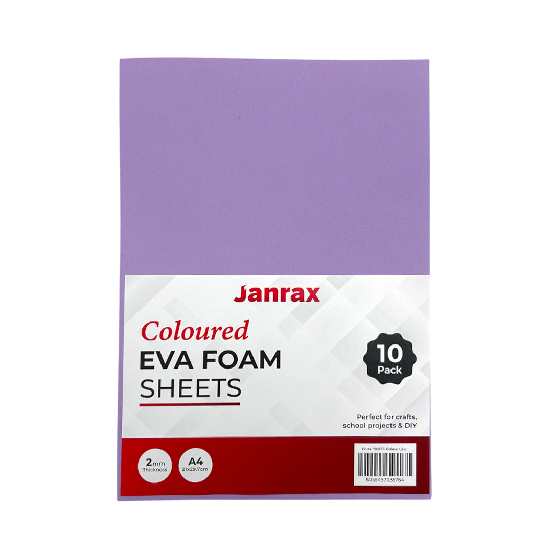 Pack of 10 A4 Lilac Coloured EVA Foam Sheets