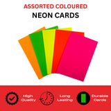 Pack of 40 Assorted Coloured Neon Fluorescent Rectangle Shape 150 x 100mm