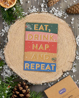 Box of 8 Eat, Drink & Repeat Foiled RSPCA Charity Christmas Cards