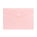Pack of 12 A4 Light Pastel Pink Soft Touch Plastic Document Wallets with Button Closure
