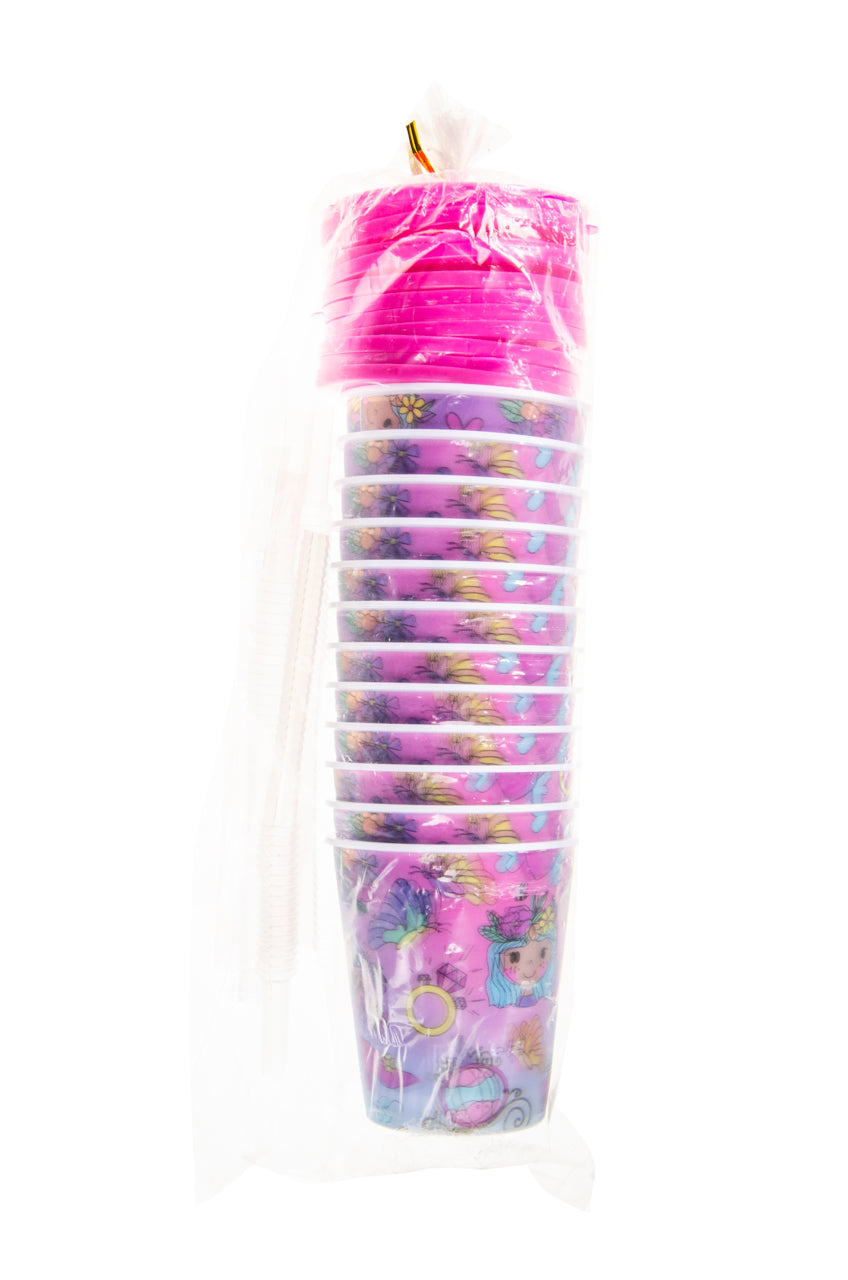 Princess Theme 3D Cup With Straw and Lid