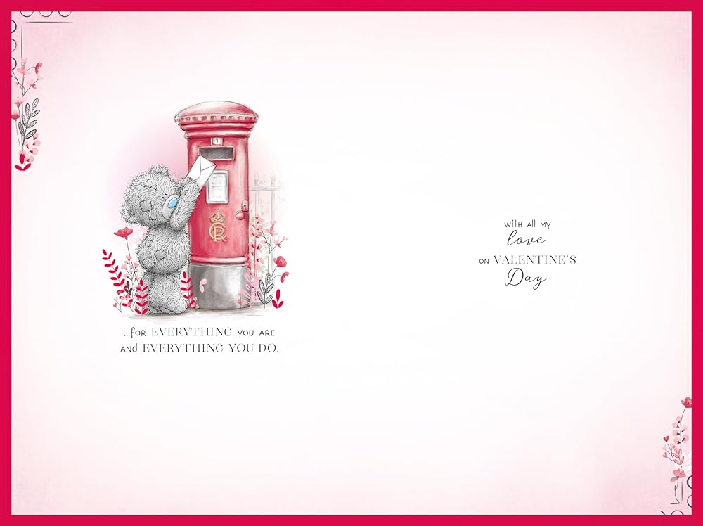 Bear Writing Love Letter Open Valentine's Day Card {DC}