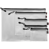 Pack of 5 Premium Assorted Sizes Black Zip Mesh Bags by Janrax