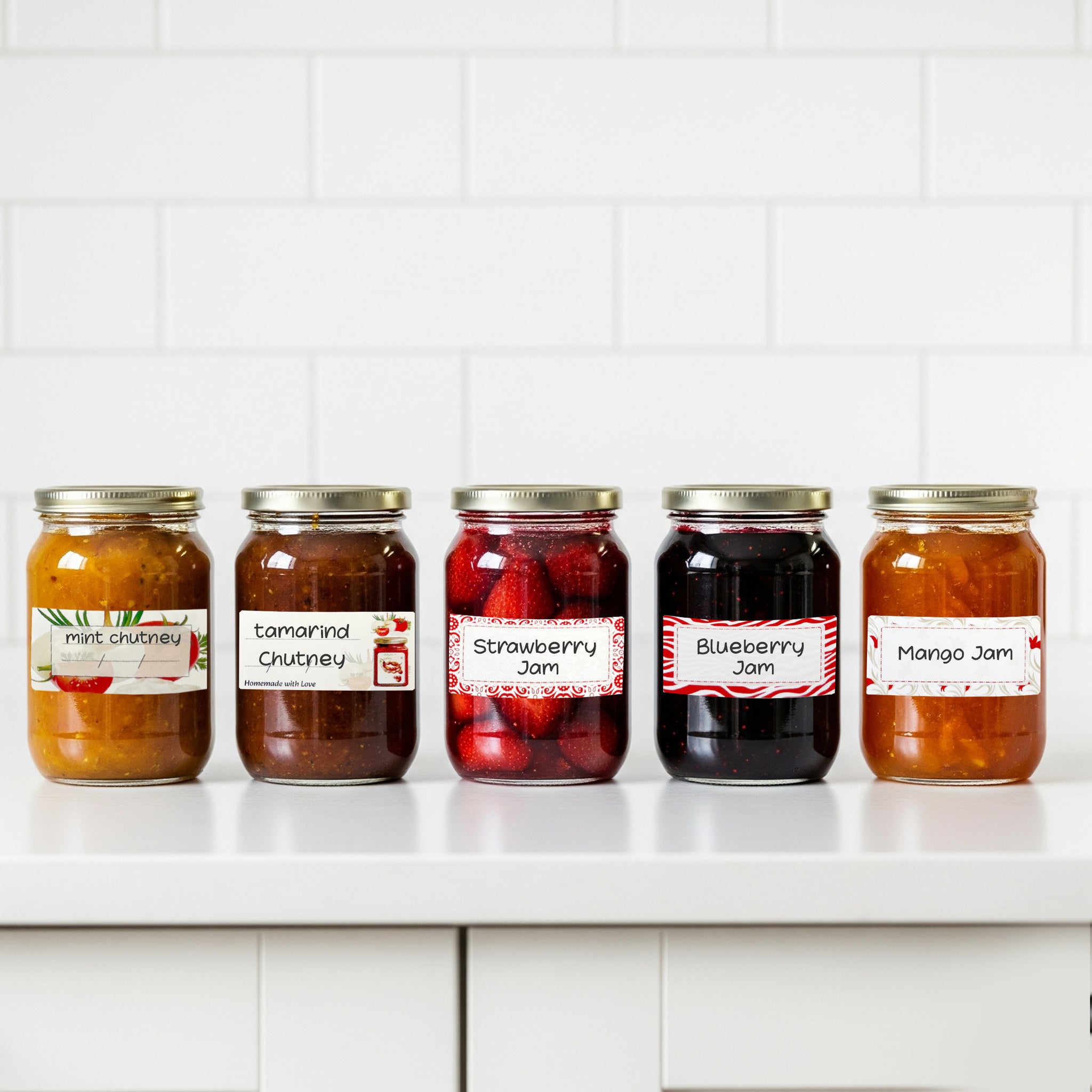 Pack of 12 Chutney Jar Labels 34x75mm