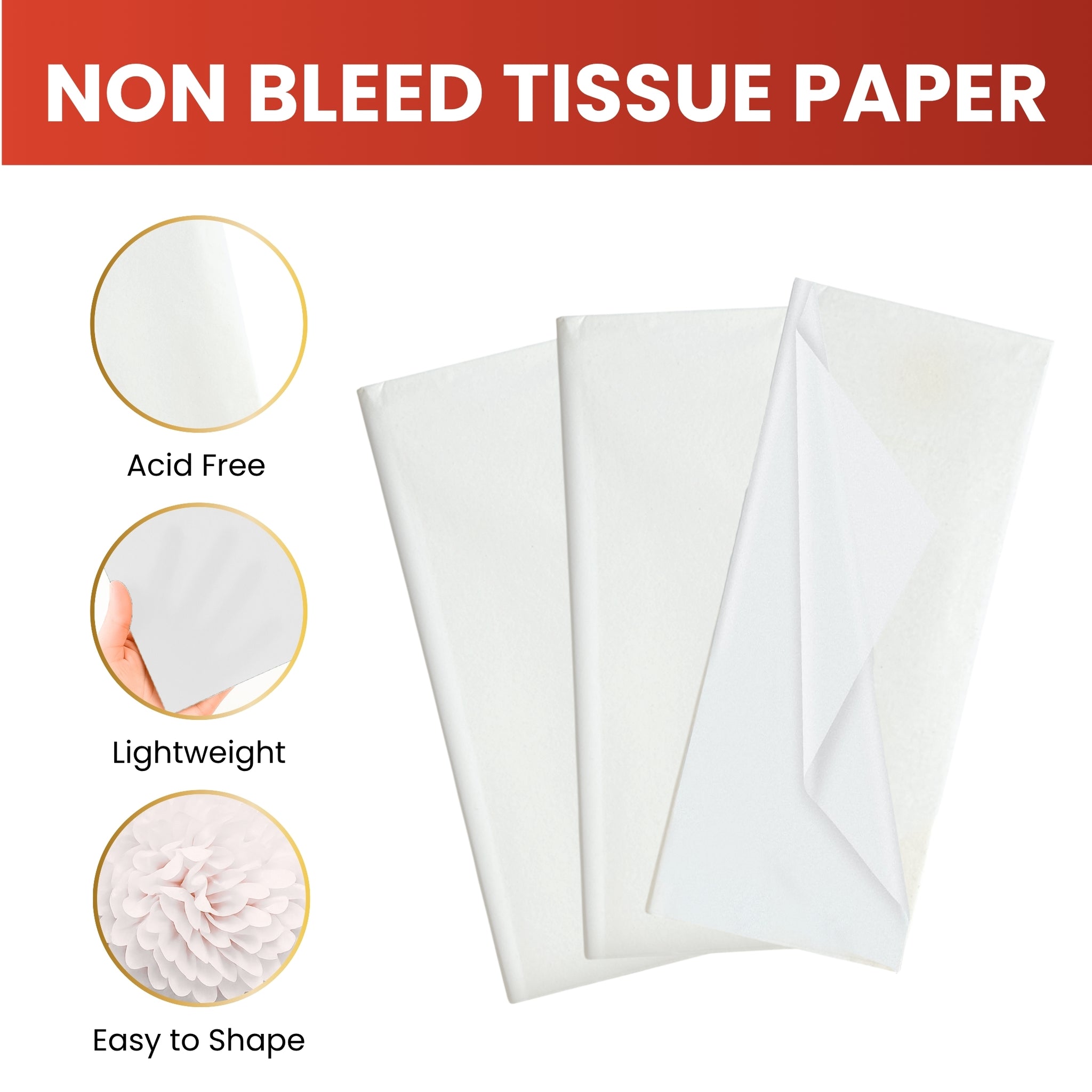 Pack of 10 White Acid Free 50 x 70cm Tissue Paper Sheets