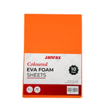 Pack of 10 A5 Orange Coloured EVA Foam Sheets