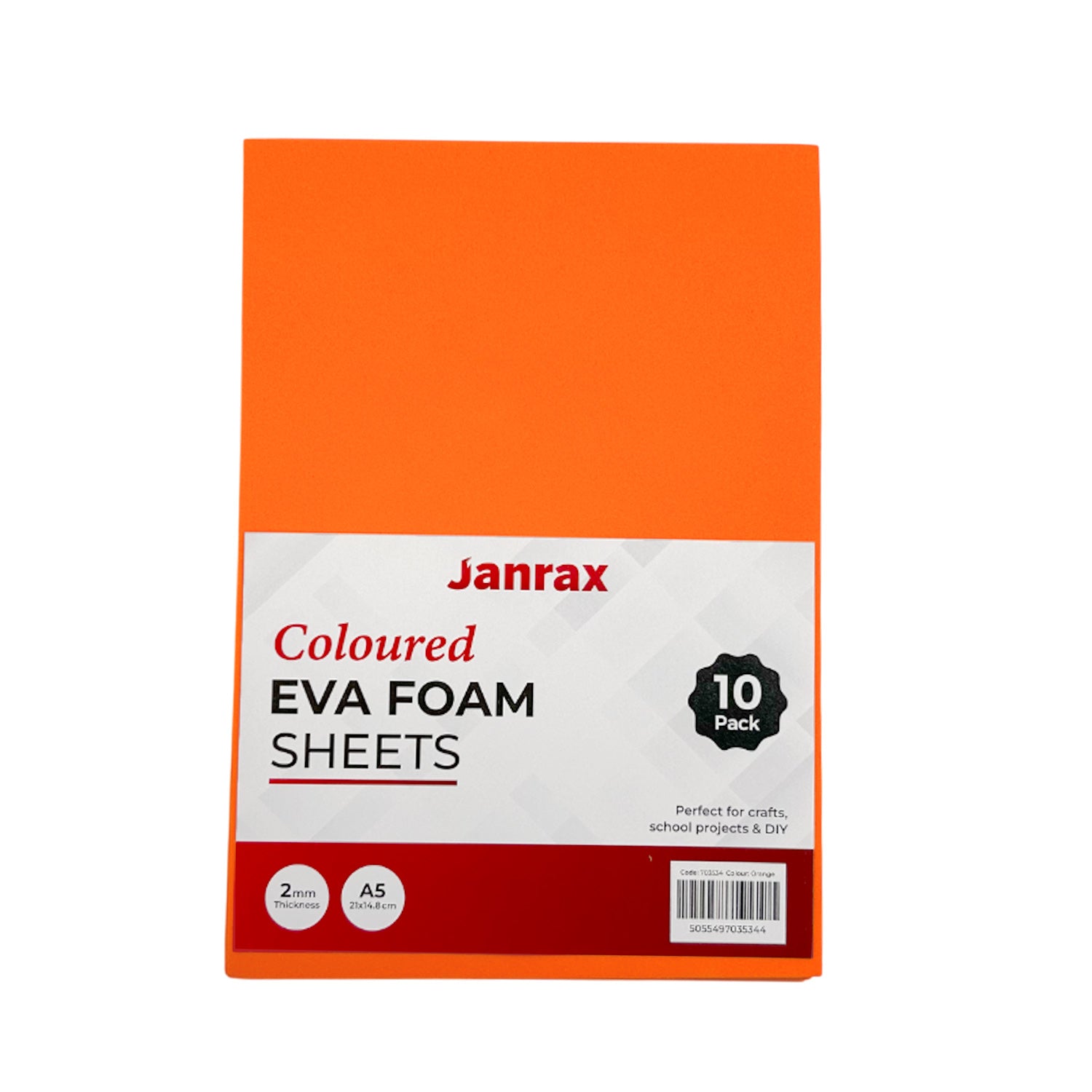Pack of 10 A5 Orange Coloured EVA Foam Sheets