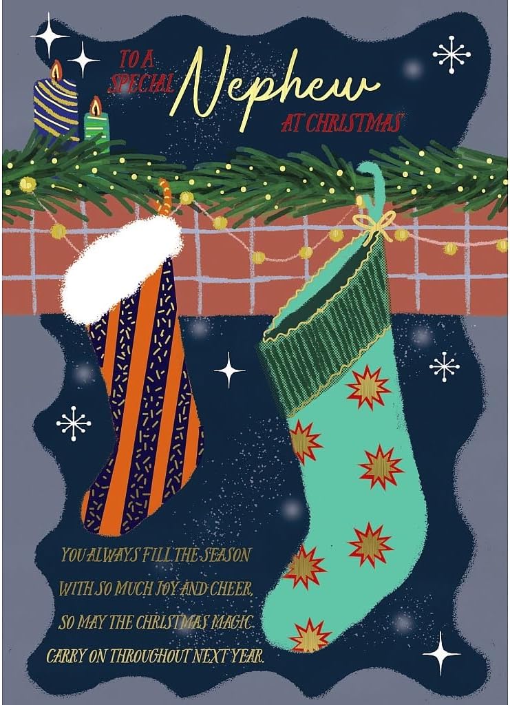 Stocking Design Nephew Christmas Card