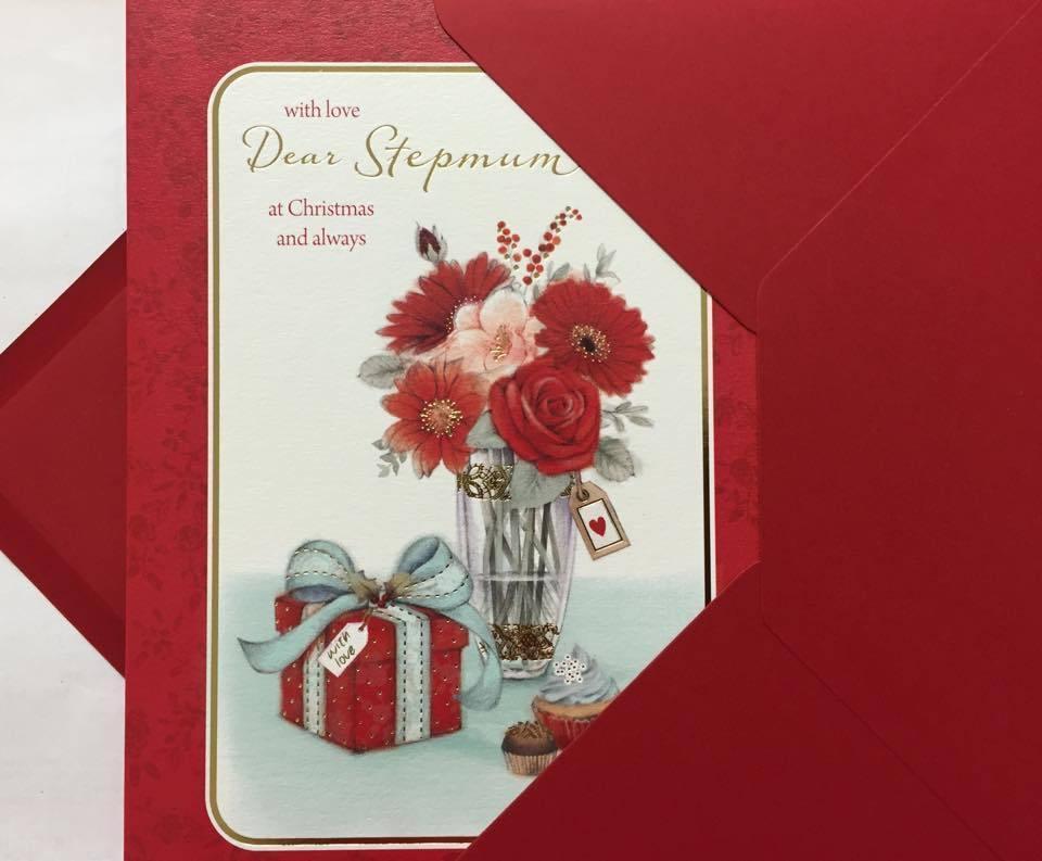 DEAR STEPMUM TRADITIONAL NICE VERSE GOLD FOIL CHRISTMAS GREETING CARD NEW GIFT {DC}