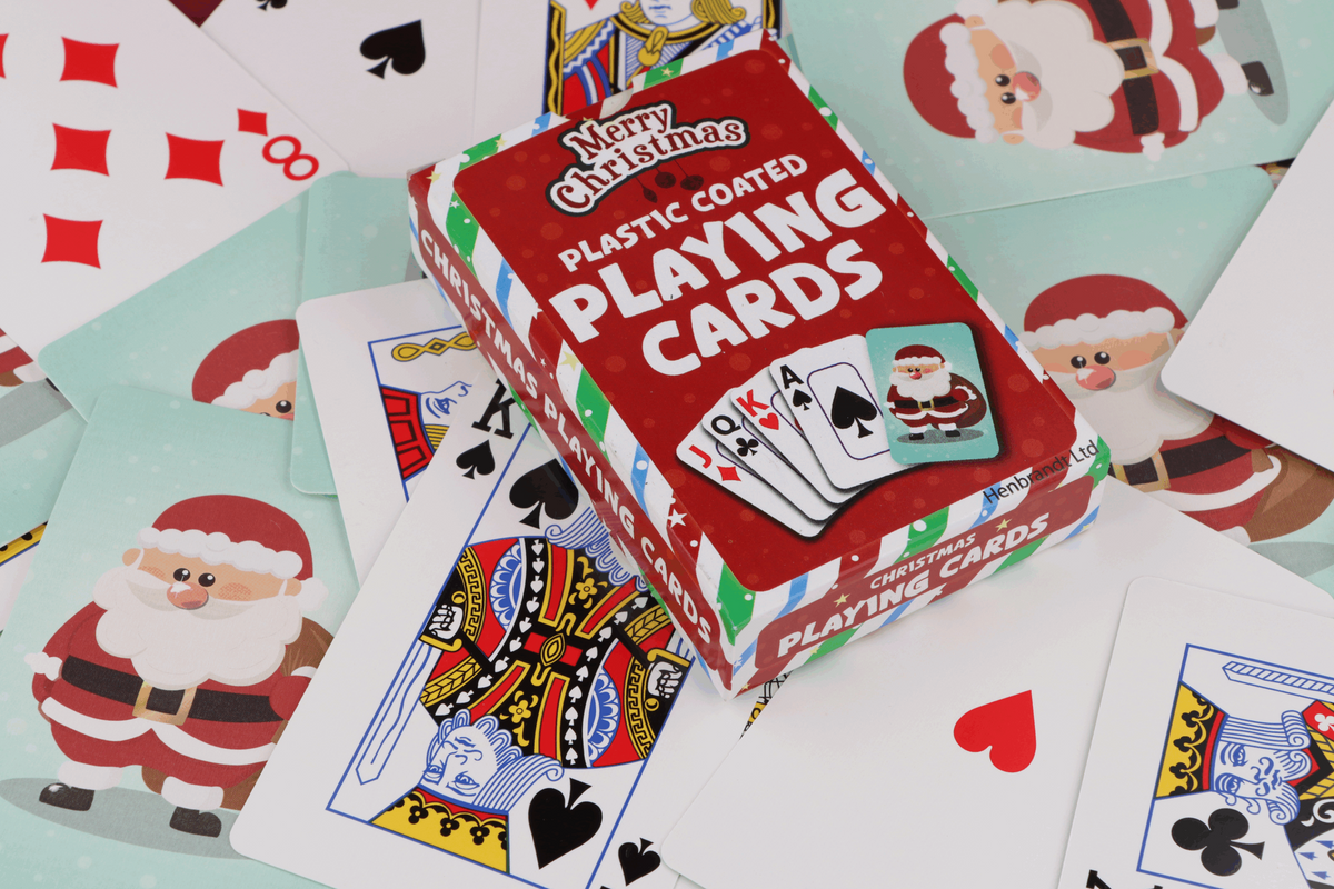Plastic Coated Christmas Playing Cards (9cm x 6cm) - Family Game Nights, Parties & Xmas Stocking Fillers