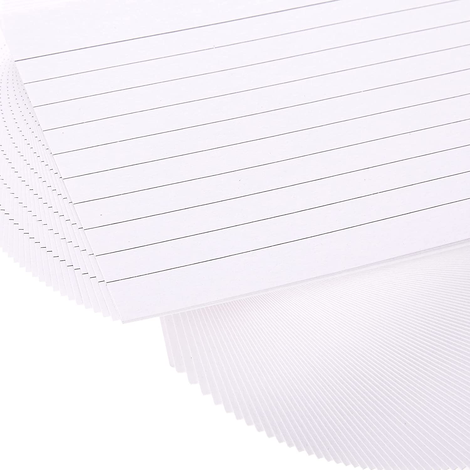 Pack of 100 White 5x3" Feint Ruled Flash Revision Cards