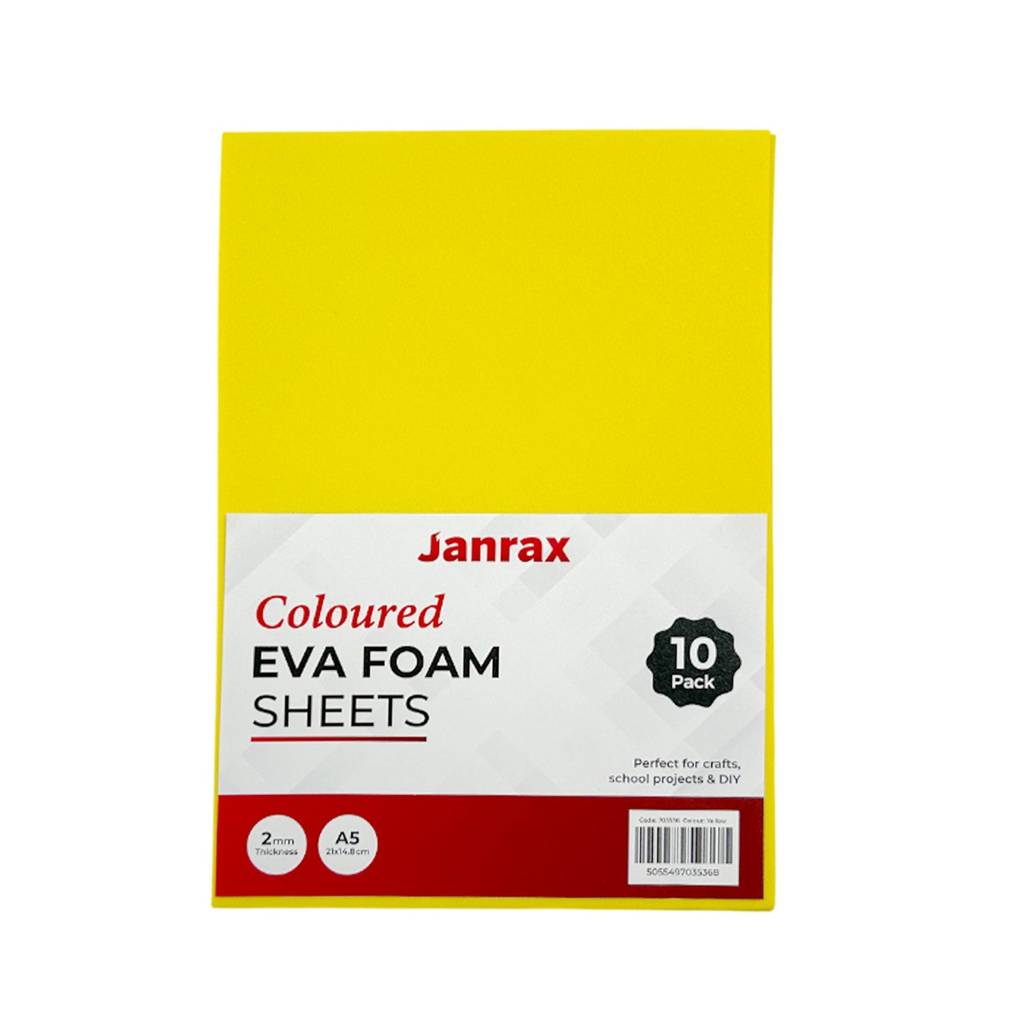 Pack of 10 A5 Yellow Coloured EVA Foam Sheets