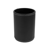 Black PU Leather Pencil Cup for Desktop Stationery Organizer 8 x 11cm