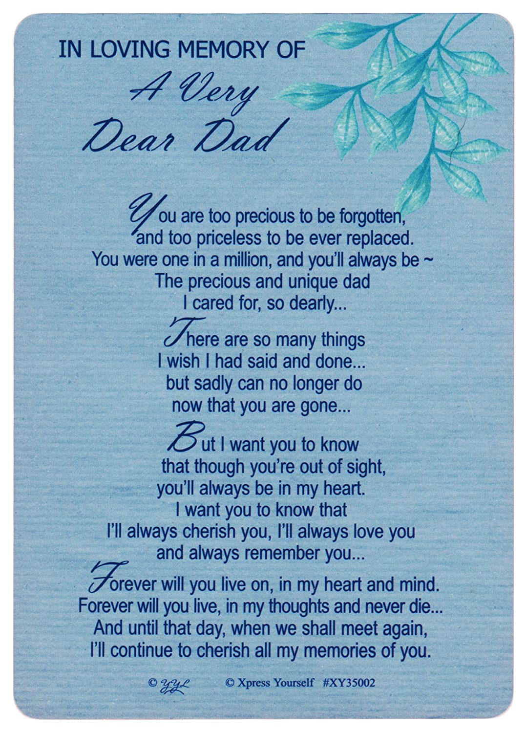 Memorial Graveside Card In Loving