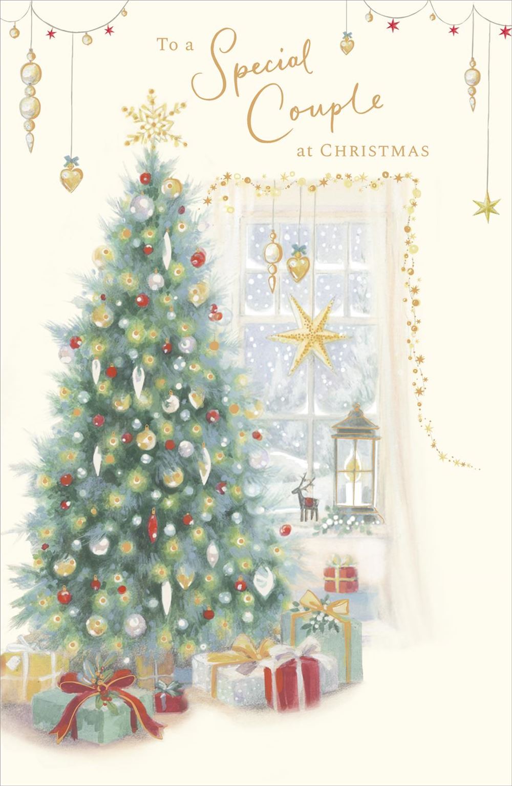 Artistic Tree Presents and Decorations Special Couple Christmas Card