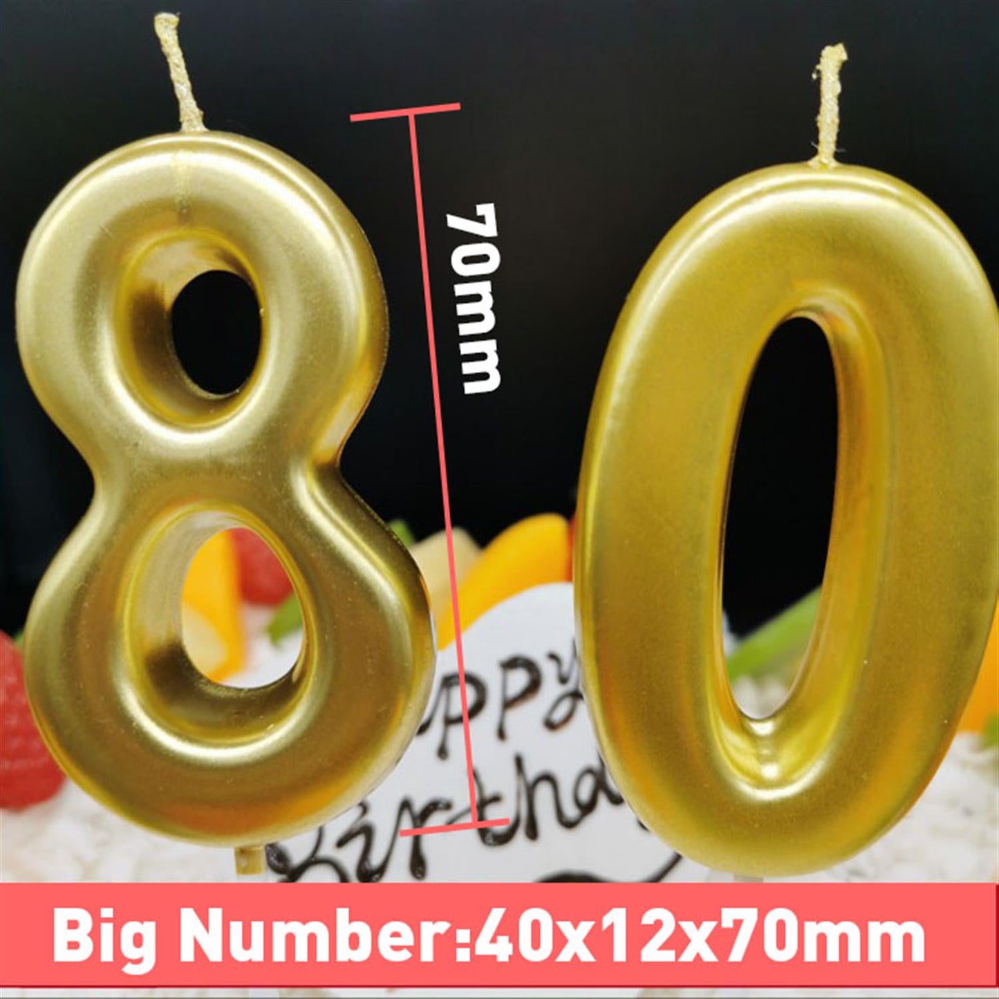 6 Number Gold-Plated Candle For Birthday Party