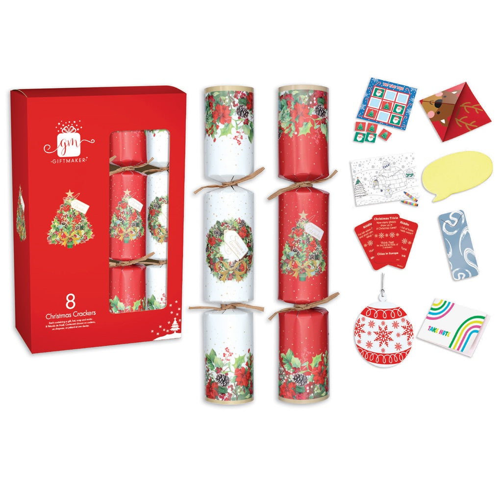 Pack of 8 12" Foliage Family Christmas Dinner Crackers