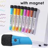 Pack of 8 Magnetic Whiteboard Marker Pens With Built‑In Magnet & Eraser