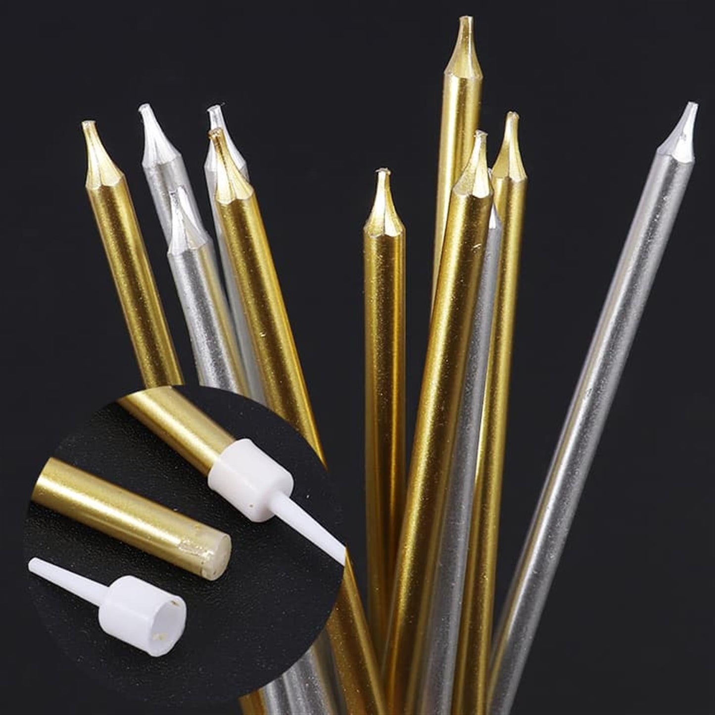 Pack of 6 Golden Smokeless Birthday Cake Candles