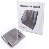 4 Compartments File Organizer Black Desktop Magazine Holder Rack 31.5 x 26 x 29.5 cm