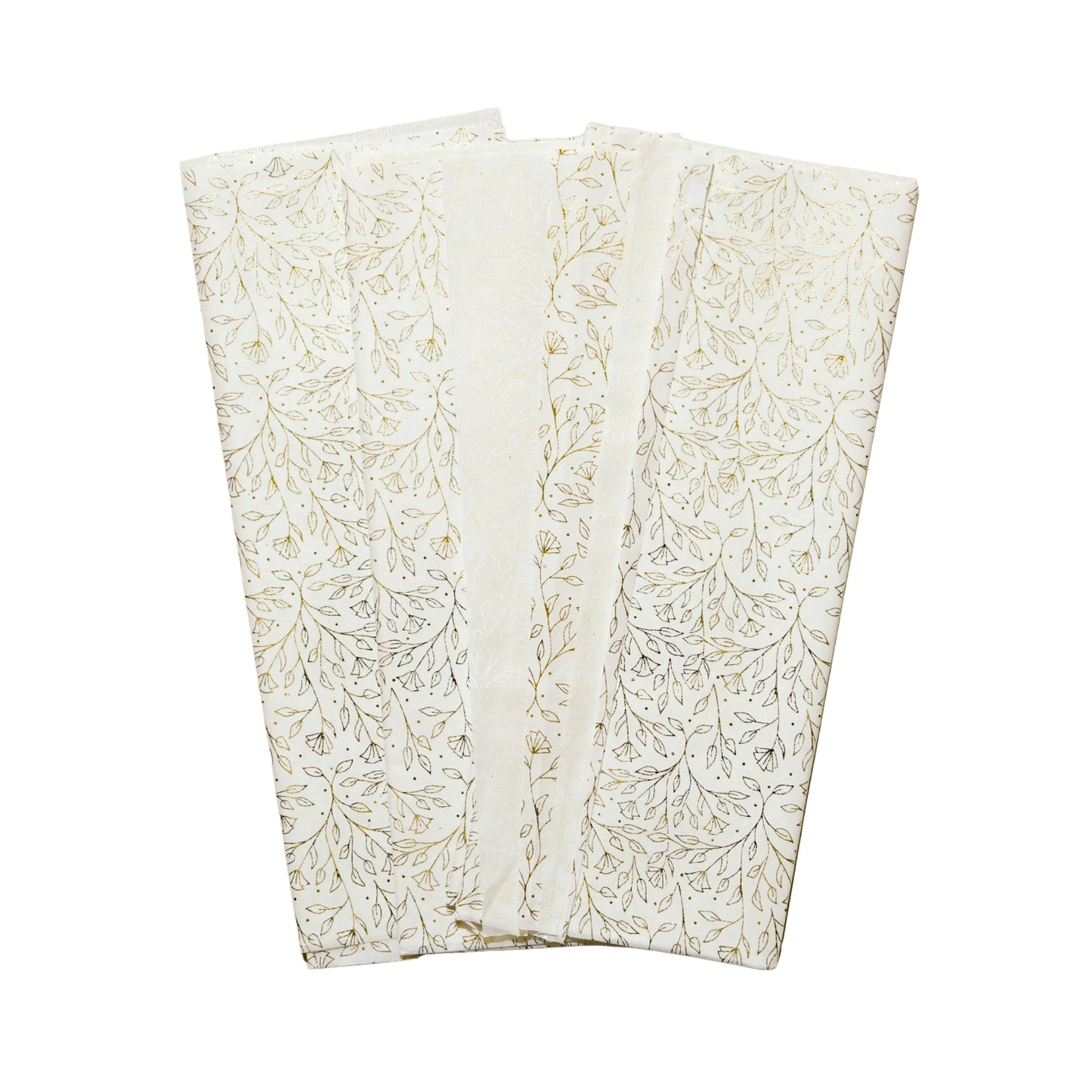 Pack of 10 Flowers Garden Gold Metallic Plastic-Free 18gsm Tissue Paper Sheets 50x70cm