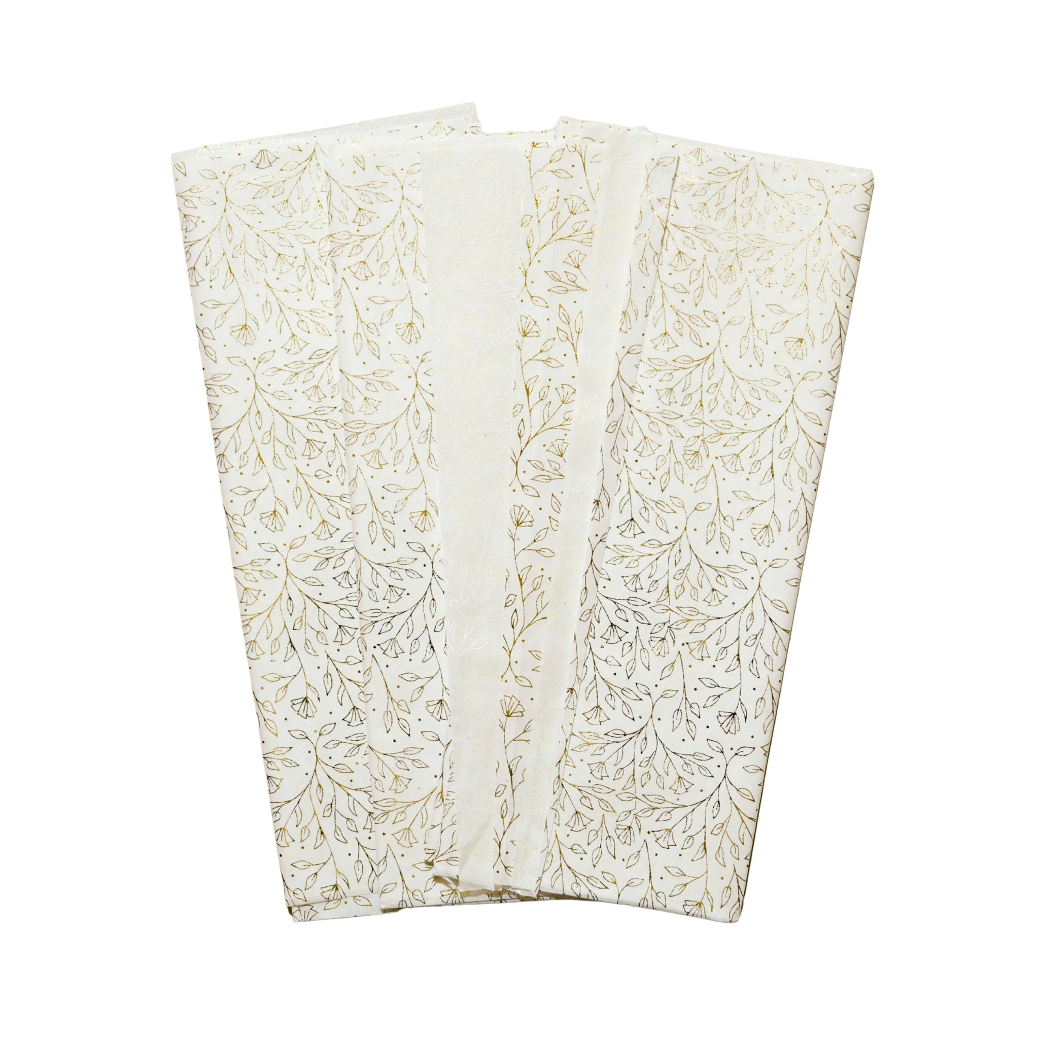 Pack of 10 Flowers Garden Gold Metallic Plastic-Free 18gsm Tissue Paper Sheets 50x70cm