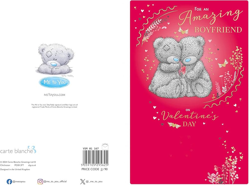 Bears Sat Together Boyfriend Valentine's Day Card {DC}