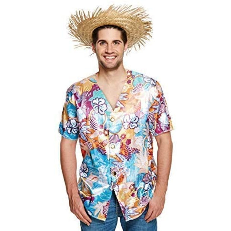 Adult Hawaiian Floral Design Fancy Dress Shirt {DC}