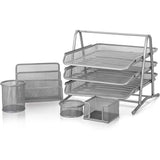 5 Pieces Wire Mesh File Tray Office Organiser set