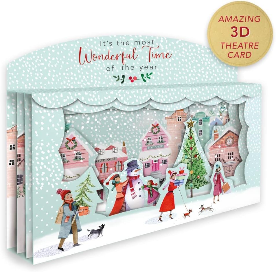Most Wonderful Time Spectacular 3D Street Scene Freestanding Christmas Card {DC}