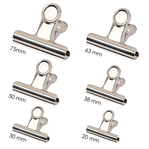 Pack of 12 Metal Large 75mm Spring Binding Grip Clips
