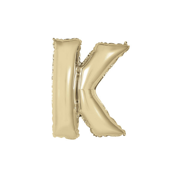 Gold Letter K Shaped Foil Balloon 14"