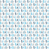 Blue Floral Elephant Gift Wrap 30"x 5ft