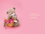 Bear And Basket Of Flowers 3D Photo Finish Keepsake Wonderful Friend Luxury Birthday Card