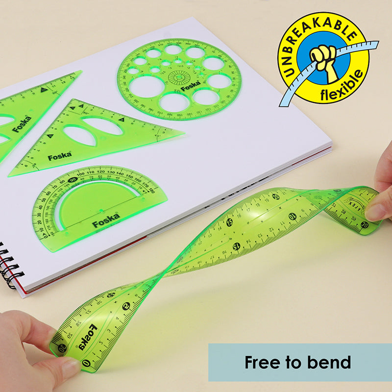 5 Pieces Plastic Flexible Geometric Set