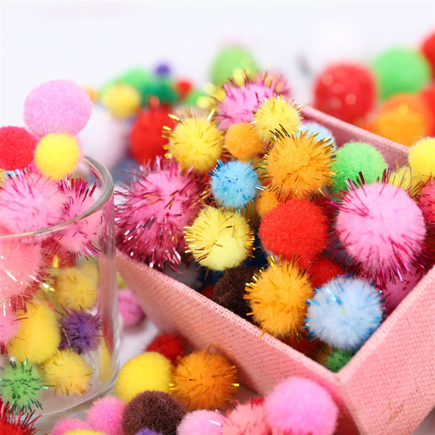 Bag of 30 Pieces 3cm Colorful Pom Pom Balls