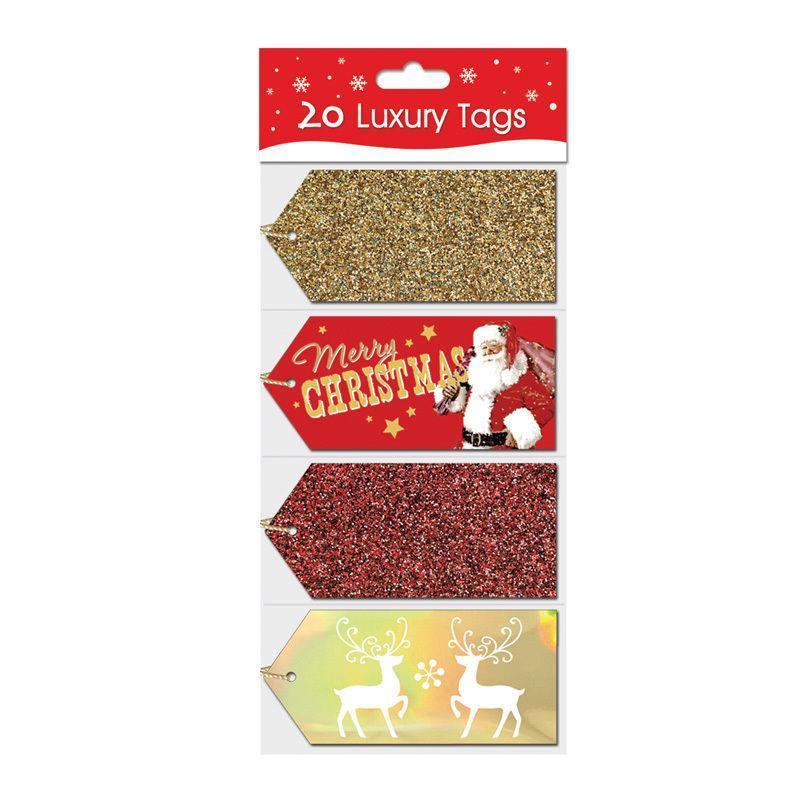 20 Traditional Christmas Gift Tags Gold and Red