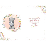 Bear Holding Blue Heart Mummy From Little Boy Mother's Day Card